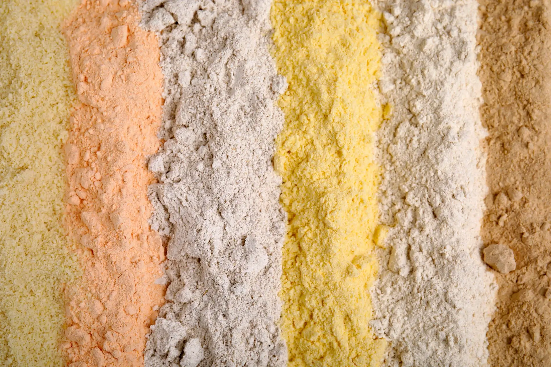 Flours in several colours and textures
